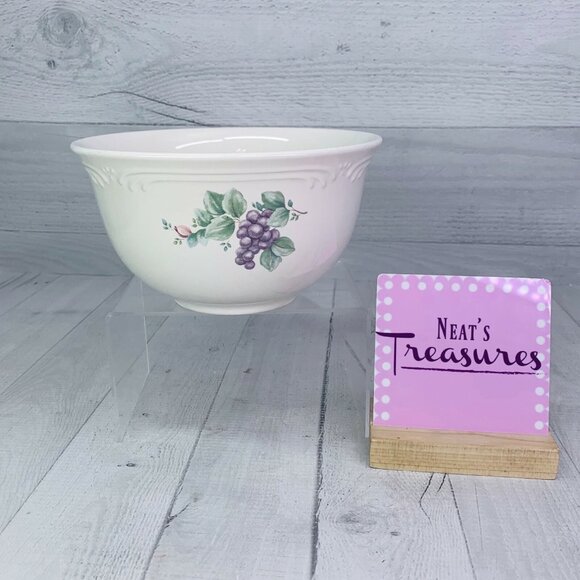 Pfaltzgraff GRAPEVINE Purple Pink Floral Stoneware Embossed Round Serving Bowl - Picture 1 of 9
